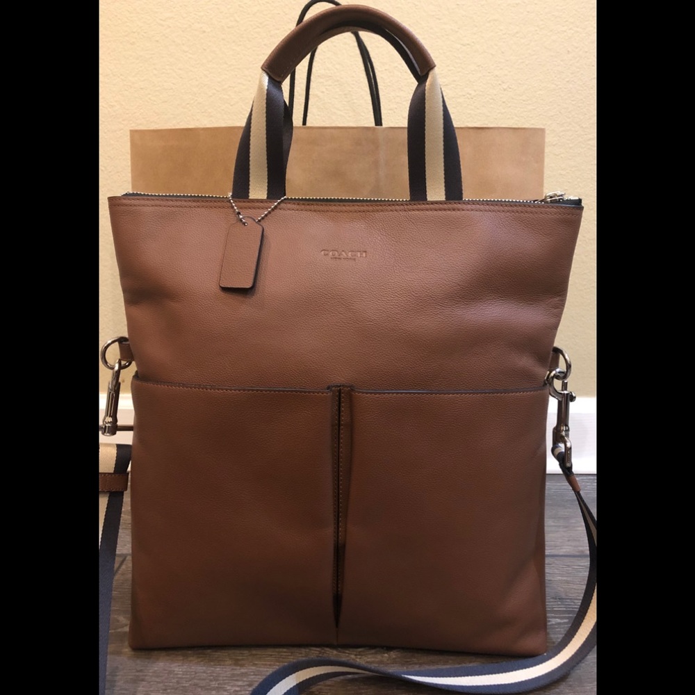NWT Authentic Coach Smooth Leather Foldover Tote